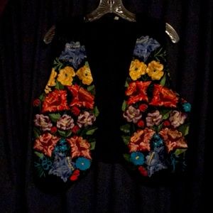 Ladies Black Velvet Embroidered Vest